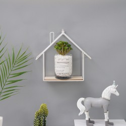 JUXIANYOU Cute House Rack Living Room Free  Perforated Wall Decorations Wall Hanging Shelf