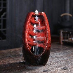 Handicraft Mountain River Incense Holder Ceramic Backwards Waterfall Smoke Incense Burner for Home Aromatherapy Decor