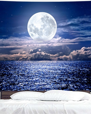 3D Print Sea Moon Night Tapestry Wall Hanging Home Decoration For Living Room Bedroom Office Wall Cloth Supplies