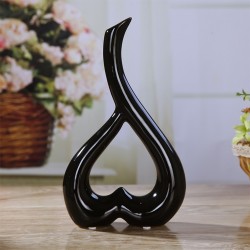 Heart Shape Creative Ceramic Flower Vase Home Decor Wedding Festival Office Desktop Decoration  Black