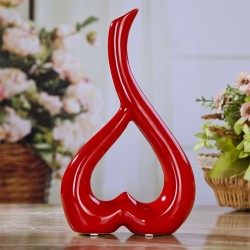 Heart Shape Creative Ceramic Flower Vase Home Decor Wedding Festival Office Desktop Decoration  Red