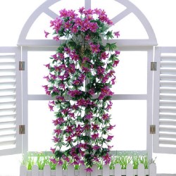 Artificial Flower Wall Hanging Lily Flower Vine Basket Flower Party Decorations  Purple