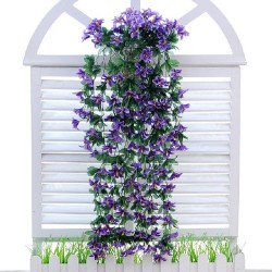 Artificial Flower Wall Hanging Lily Flower Vine Basket Flower Party Decorations  Blue