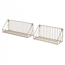 2Pcs set Wall Mounted Shelves Floating Rustic Metal Wire Storage Shelf Display Racks Basket Home Office Wall Decor
